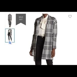 NWOT Tahari Notch Collar Plaid Cardigan Sweater